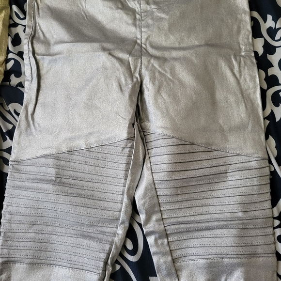 Gold and Silver Metallic Moto Leggings Small - Picture 3 of 6